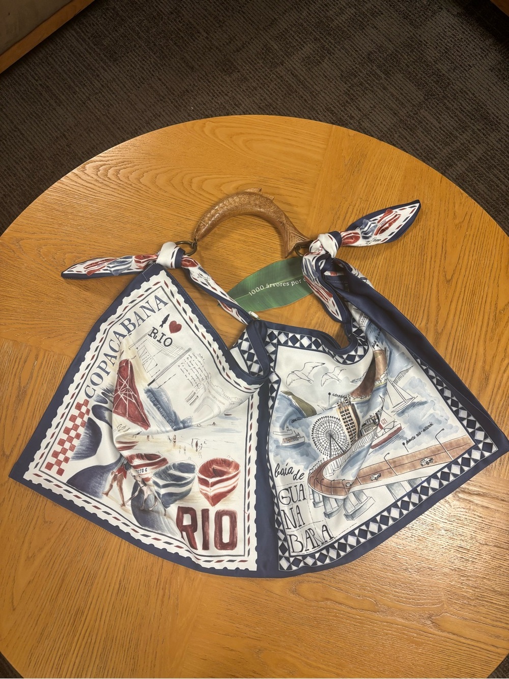 Navy and Cream Rio-Themed scarf bag